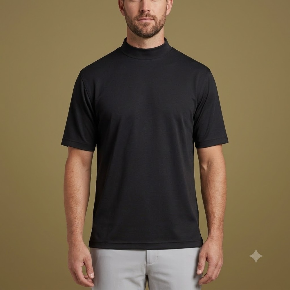 FootJoy ProDry Pique Performance Golf Mock Neck Shirt Men's Small Black NWT